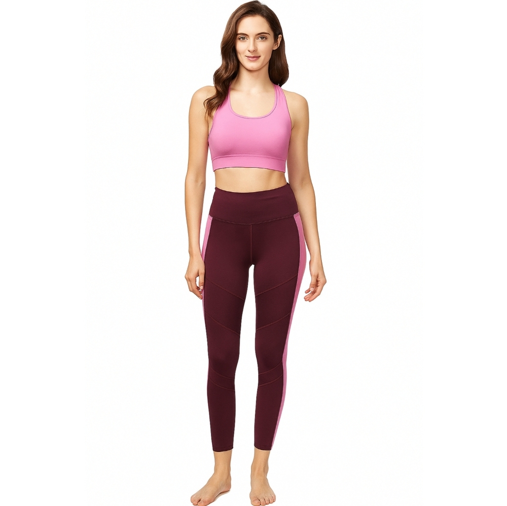 NWT Tangerine Womens 7/8 High Waist Active Rib Leggings Tights Port Rose Size M